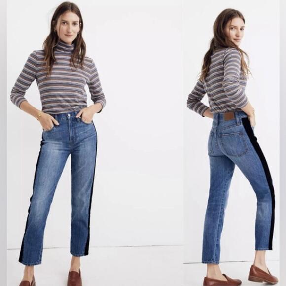 Madewell Denim - Madewell the Perfect Vintage Jean Black Velvet Tux Stripe